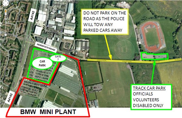 Parking map for SEAA Inter-Counties, Oxford