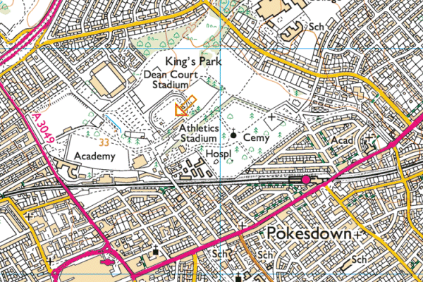 Map of King's Park, Bournemouth